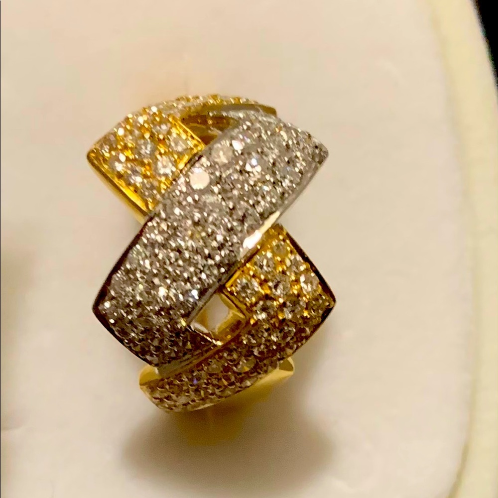 K18 Yellow Gold and Platinum 900 Diamond Ring (JAPAN GOLD: Higher Appraisal)